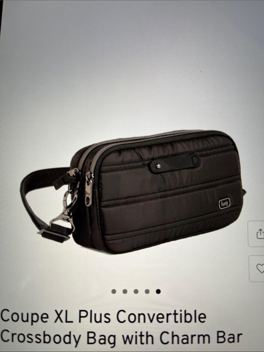 LUG - **NWOT** - Coupe XL Plus Convertible Crossbody Bag in Black - Picture 7 of 9